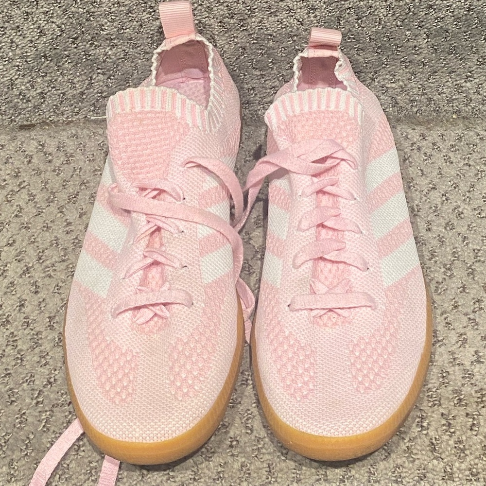 Adidas Pink and White Women's Sneakers, lightweight, stretchy 8